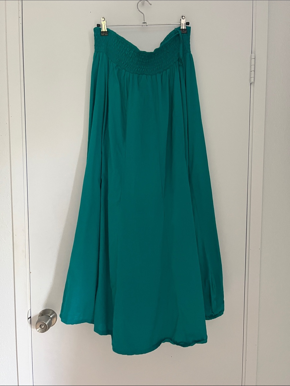 Teal Smocked Waist Maxi Skirt - Women
